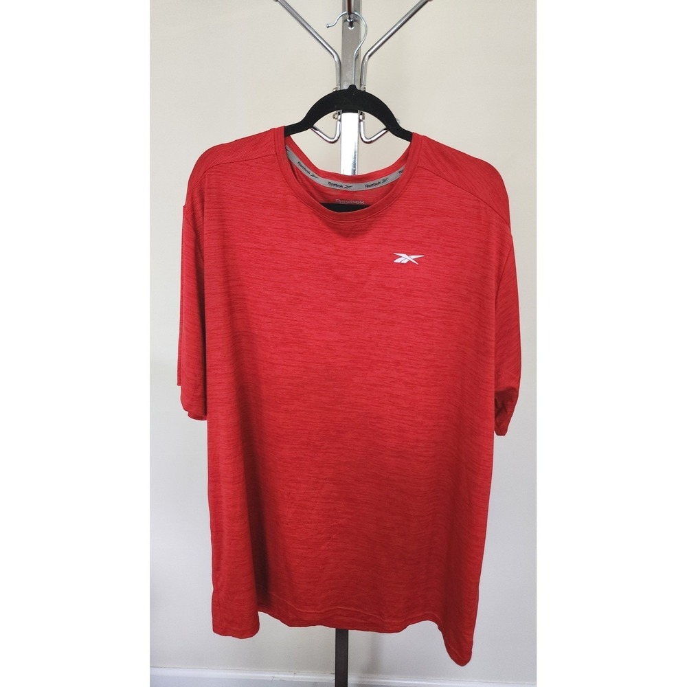 Reebok Mens 2XL Red Space Dye Performance T-Shirt Atlhletic Relaxed Activewear